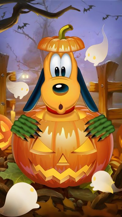 a cartoon pumpkin with a dog face on it Pluto Halloween Colorful Art, Disney Halloween, Halloween, Color, sienna