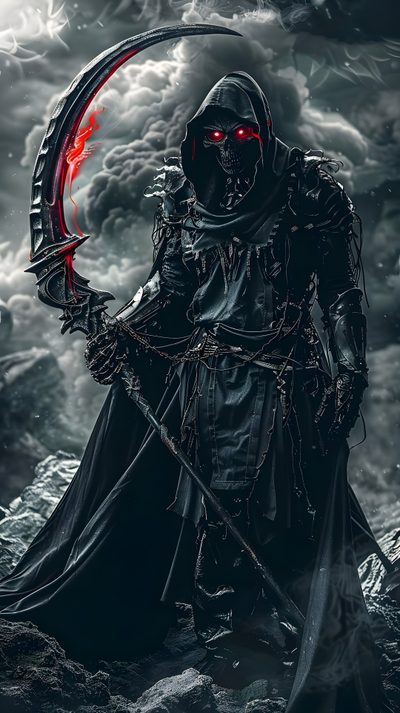 a man dressed in black holding a sceptacle and wearing a red glowing eye Grim Reaper Halloween Reaper Hd, Dark Cool Grim Reaper, Iphone Iphone Grim Reaper, dark slate gray