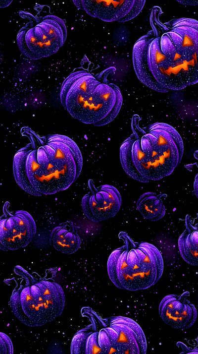 an image of halloween pumpkins in the dark Halloween Purple Pumpkin Holiday, Purple Pumpkin Iphone, Halloween Backgrounds Purple, black