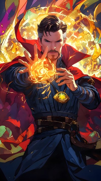 a man in a red cape and blue shirt with his hands on his chest, surrounded by flames Marvel Halloween Iphone Doctor Strange Marvel Art, Dr Strange Hd, Doctor Strange Sticker, dark slate gray