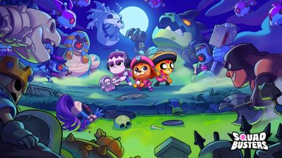 an image of some cartoon characters in the background Halloween Pumpkin Brawl Custom Brawl Stars Halloween, Brawl Stars Loading Screen, Brawl Stars Halloween Background, dark slate blue