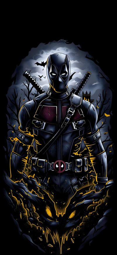 an image of a man in armor holding two swords on his chest with lightning behind him Deadpool Halloween Dark Deadpool, Black Deadpool, Cool Deadpool, Deadpool Black, Punisher Cover Art,