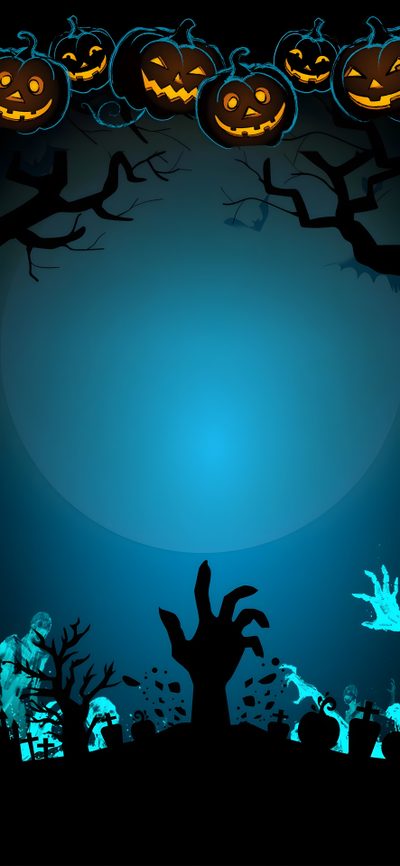 an image of halloween background with pumpkins on the tree and creepy hands coming out Halloween Party Halloween Poster Background Hd, Blue Halloween Background Hd, Halloween Invitaciones, dark slate gray