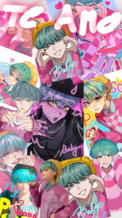 some anime characters with different colored hair and hats on their heads, in front of a pink Baby Saja Halloween American Horror Story Characters, Sunflower Iphone, Demon Baby, Hunter Movie, rosy brown