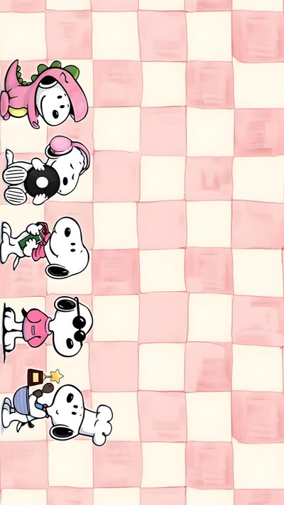 cartoon characters on a pink and white checkered background Pink Snoopy Halloween Digital Invitations Wedding, Tablet, Pretty Iphone, Vintage Valentines, misty rose