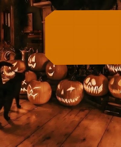 a black cat standing in front of pumpkins with faces carved on them and an orange rectangle Halloween Apple Watch Face Apple Watch Backgrounds Cute, Halloween Apple Watch, Apple Watch Backgrounds, saddle brown