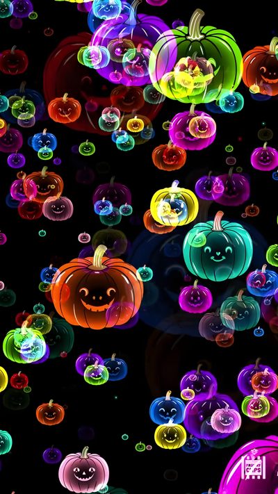 an animated halloween scene with pumpkins and bubbles Spooky Neon Halloween Happy Halloween Gif, Halloween Live, Motion, Halloween Cute, October Halloween, black