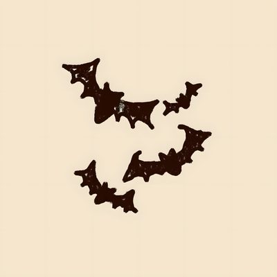 four bats flying in the air on a beige background Aesthetic Beige Halloween Cute October Aesthetic, Cute Autumn Widgets, Autumn Ipad Widgets, bisque