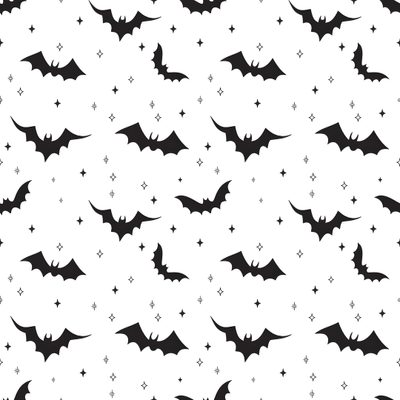 black bats and stars on a white background Halloween Bats On White Bat Silhouette Pattern, Bat Vector, Temporary Decorating, Bat Silhouette,