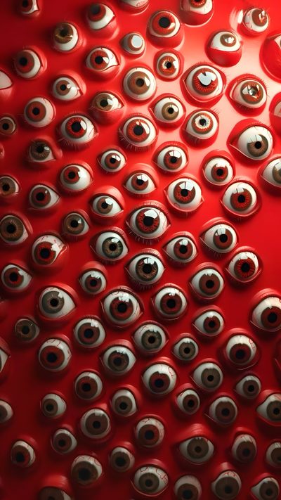 an array of eyeballs on a red surface Halloween Eyeballs Red-01 Eyeball Background, Wall Of Eyes, Eyeball Screensaver, Eyeball Iphone, maroon