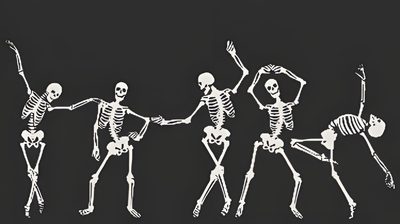 three skeletons dancing in the dark Halloween Skeleton Desktop Halloween Cover Photo Facebook, Halloween Cover Photos, Halloween, dark slate gray