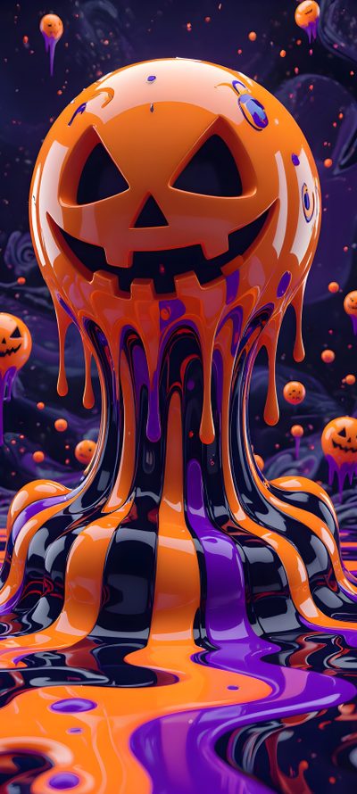 an orange and black jellyfish with a jack - o'- lantern on it Halloween Slime Hd Spooky Halloween Pictures, Iphone Macbook, Horizon Zero Dawn, Favorite Holiday, maroon