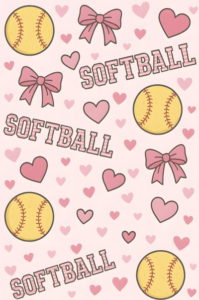 softball themed wallpaper with hearts and bows Halloween Softball Softball Mom Phone, Backgrounds For Softball Players, Iphone Cute Softball, linen
