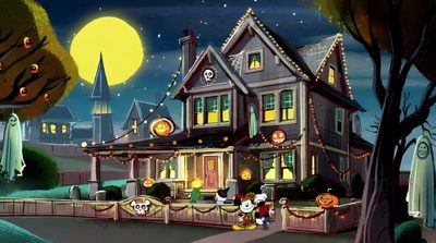 mickey mouse's house decorated for halloween Disney Channel Halloween Mickey Mouse Spooktacular, Haunted Mickey Mouse, Halloween Cartoon Episode, dark slate gray