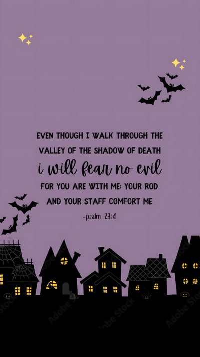 Christian Halloween Wallpaper, Inspirational Christian Halloween Decor, Psalm 23:4 Halloween Background, Purple Halloween Scripture Art, Religious Fall Phone Background, Cute Christian Halloween Wallpaper, Spooky Bible Verses, Christian Halloween Background God Halloween Christian Halloween, Inspirational Christian Halloween Decor, Psalm 23:4 Halloween Background, light slate gray