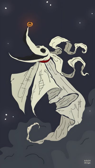 a drawing of a person holding a light in their hand and flying through the air Zero Halloween Zero From Nightmare Before Christmas, Jack And Zero, Zero Nightmare Before Christmas, dark slate gray