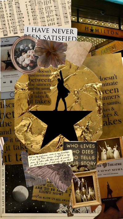 a collage of photos with gold and black text on them, including an image of a person standing on top of a star Hamilton Halloween Hamilton Lockscreen, Musical, Hamilton, Hamilton Funny, Hamilton Memes, sienna