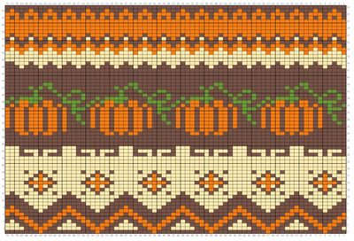 a knitted pattern with pumpkins on it Halloween Fair Isle Knitting Pattern Charts, Fall Knit Patterns, Fall Knitting Ideas, dim gray
