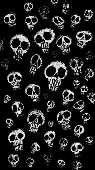 a bunch of skulls that are drawn in chalk Cute Halloween Skull Emo Backgrounds, Emo Aesthetic, Emo, Goth, Fotografi Vintage, Gothic, black