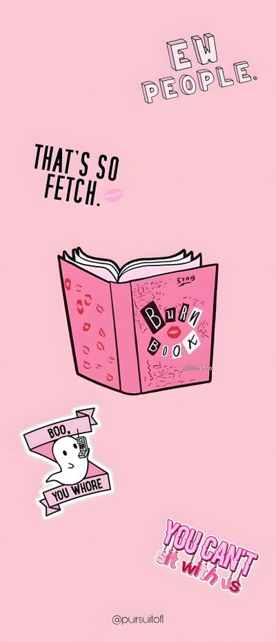 an open pink book with stickers on it Mean Girls Halloween Burn Book Mean Girls Quote, Mean Girl Aesthetic, Mean Girls Poster Vintage, pink