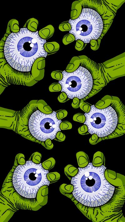 several green hands with blue and white eyeballs Eyeball Halloween Cool Green Iphone, High Eyes, Six Eyes, One Eye, Eyes Phone, 3 Eye,