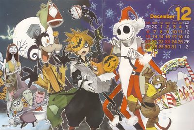 a calendar with cartoon characters on it Kingdom Hearts Halloween Kingdom Hearts Halloween Fanart, Kingdom Hearts Sora Nightmare Before Christmas, Halloween Town Sora Kh1, gray