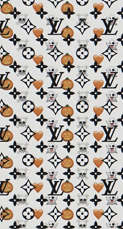 an image of louis vuitton wallpaper with pumpkins and skulls on it Louis Vuitton Halloween Iphone Orange Lv, Louis Vuitton Pattern Background, Orange Louis Vuitton, gainsboro
