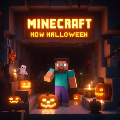 a minecraft halloween scene with pumpkins and candles Minecraft Halloween Minecraft Halloween, Minecraft Fall Aesthetic, Minecraft Fall Background, black