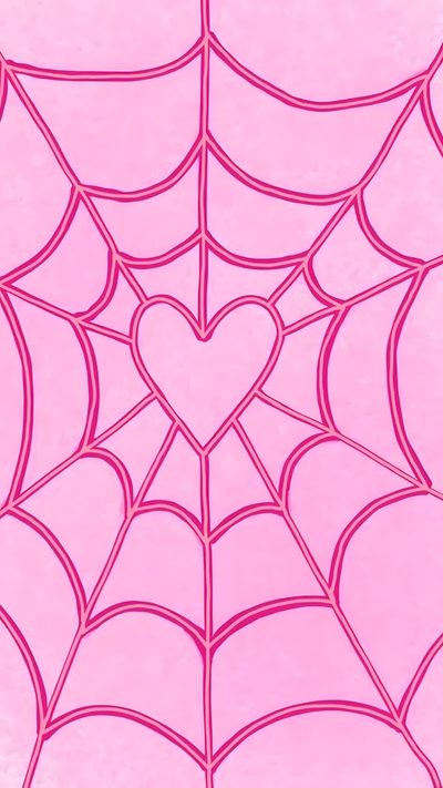 a pink spider web with a heart on it Pink Preppy Halloween Halloween Iphone, Preppy, Iphone Themes, Edgy, Pink Iphone, Phone Patterns,