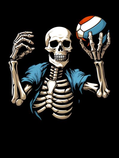 a skeleton holding a volleyball ball in his hands Volleyball Halloween Volley Ball, Volleyball, T Shirt, black
