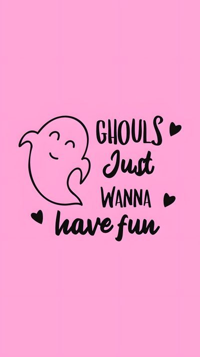 a pink background with the words ghouls just wanna have fun Pink Halloween Words Custom Let’s Go Ghouls, Pink Spooky Season, Pink Halloween Words Custom,