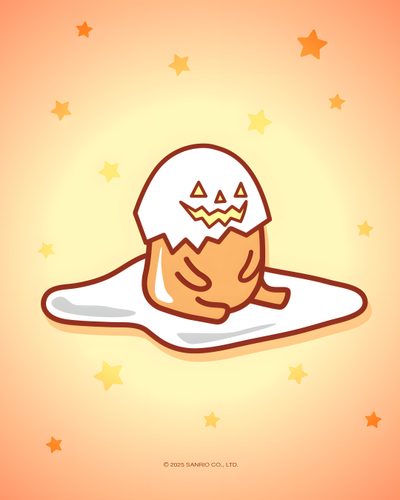 an egg is laying on the ground with its head in an egg shell, and stars around Gudetama Halloween Kitchen Remodel Design, Happy Holidays, Movies Showing, Hello Kitty, Kitty, navajo white