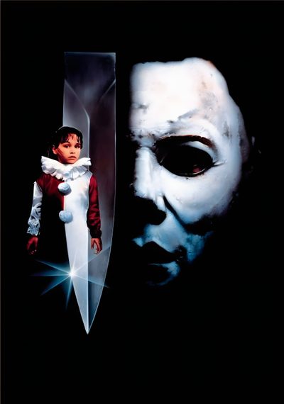 an image of a child with a knife in front of him and the movie poster for it's title Halloween 1978 Michael Myers Halloween 1978 Halloween Poster Michael Myers, Halloween 4 The Return Of Michael Myers, Halloween 1 Movie, black