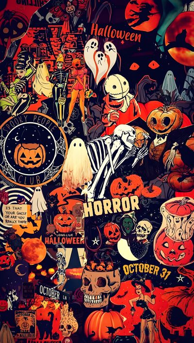 an assortment of halloween themed stickers on a black background, including pumpkins and ghostes Halloween Junk Halloween Lock Screens, Halloween Moodboard, Halloween Pumpkin, Halloween Collage, maroon