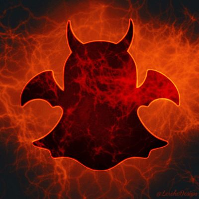 a red and black logo with horns on it's face in the middle of flames Halloween Snapchat Halloween Snapchat Logo, Iphone Icon, Iphone, Halloween Apps, maroon