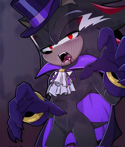 an image of a cartoon cat wearing a purple outfit and holding a gold coin in her hand Shadow The Hedgehog Halloween Vampire Shadow Fanart, Love Vampire Shadow The Hedgehog, Vampire Shadow The Hedgehog, dark slate gray