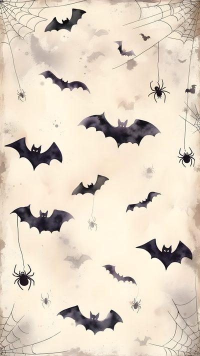 bats and spider webs are hanging from the ceiling Halloween Whimsical Bats-large Bats Background, Spooky Background Printable, Bat Background, antique white