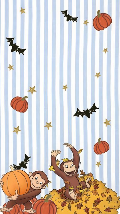 Cute Fall Wallpapers For Phone, Fall Wallpaper Lockscreen, Curious George Halloween, Wallpaper Fall, Autumn Phone Wallpaper, Cute Home Screens, Fall Background, Cute Home Screen Wallpaper, Iphone Wallpaper App Halloween Curios George Cute Fall For Phone, Fall Lockscreen, Curious George Halloween, Fall, gainsboro