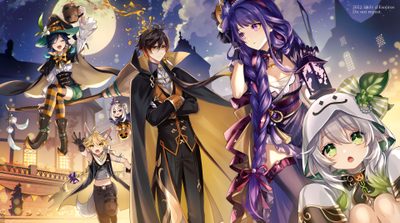 an image of some anime characters posing for the camera Genshin Impact Halloween Halloween Express, Halloween Pictures, Halloween, Character Aesthetic, gray