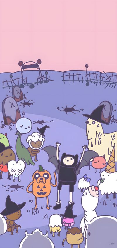 an image of a group of cartoon characters in the middle of a field with pumpkins Halloween Adventure Time Adventure Time, Time Cartoon, Adventure Time Cartoon, light steel blue
