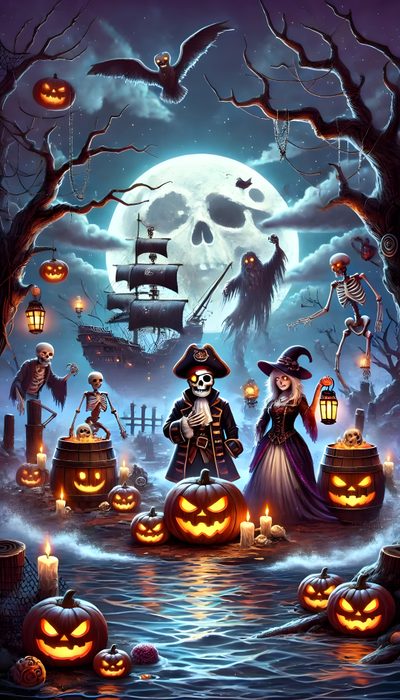 a halloween scene with pumpkins and jack - o'- lanterns Halloween Fortnite Island, Pirate Island, Halloween Everyday, Ready To Play, Fortnite, dark slate gray
