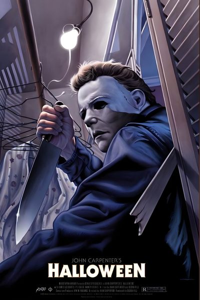 a movie poster for the film halloween Halloween 1978 Michael Myers Vintage Slasher Movie Posters, Michael Myers Movie Poster, 80s Slasher Movie Posters, dark slate gray