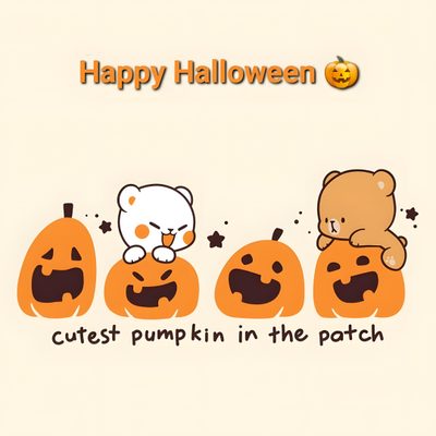 an animated halloween scene with teddy bear and pumpkins Milk And Mocha Halloween Milk And Mocha Thanksgiving, Mocha And Milk Bear Matching Pfp Halloween, Milk And Mocha Matching Icons Halloween, linen