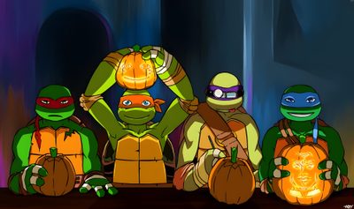 teenage mutant ninja turtles with pumpkins in their hands Tmnt Halloween Tmnt Halloween, Tmnt Halloween Pfp, Ninja Turtles Halloween, Tmnt Halloween Fanart, black
