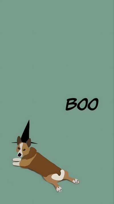 a dog laying down with the word boo on it Halloween Corgi Pattern Corgi With Witch Hat Illustration, Cute Halloween Card Design, Halloween Corgi Art, light slate gray