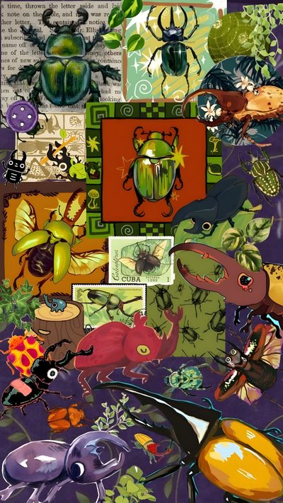 a collage of bugs and other insects Halloween Insects Grub, Phone Colourful, Beetle, Iphone Collages, Insects Collage, Bug, dark olive green