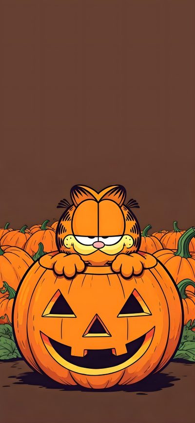 an orange pumpkin with a cat on it Halloween Garfield Halloween Door Decorations Classroom, Garfield Halloween, Garfield, dark olive green