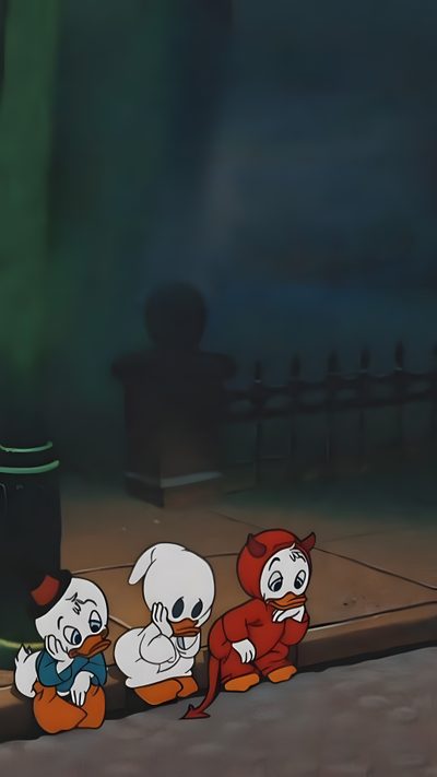 three cartoon characters sitting on the ground next to a trash can Ducktales Ghosts Of Halloween Vintage Cartoon Halloween, Casper, Casper Iphone, dark slate gray