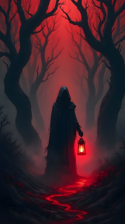 a person with a lantern in the dark forest Creepy Halloween Iphone Mysterious Dark, Dark Horror Background Hd, Dark Haunted 4k, dark slate gray