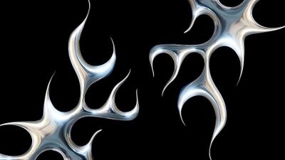 an abstract design on a black background with white and silver flames in the center, Halloween For Chrome Aesthetic Chrome Background, Y2k Chrome Theme, Chrome Aesthetic Laptop, black